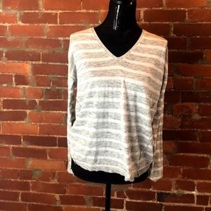 Long Sleeved Striped Vee Shirt